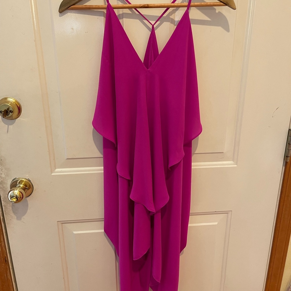Hot pink LuLu ruffled and strappy dress